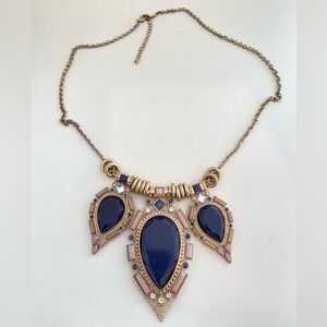 Brand new Elegant Blue and Matte Gold Big Necklace